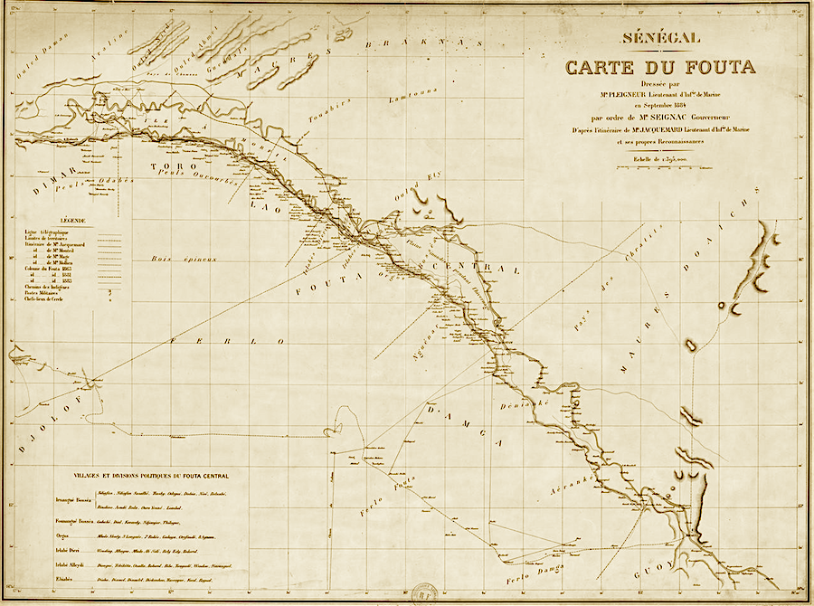 Carte du Fuuta-Tooro. Etablie en 1885 sur ordre de M. Alphonse Seignac-Lesseps, Gouverneur du Sngal. — webPulaaku.  Tierno S. Bah